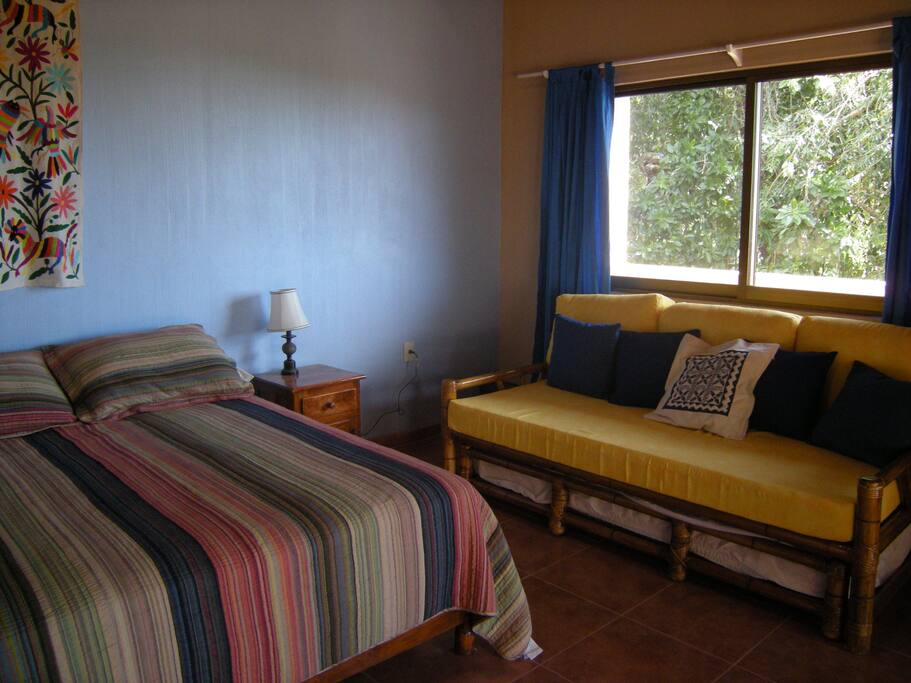 Queen bed with a sofa bed