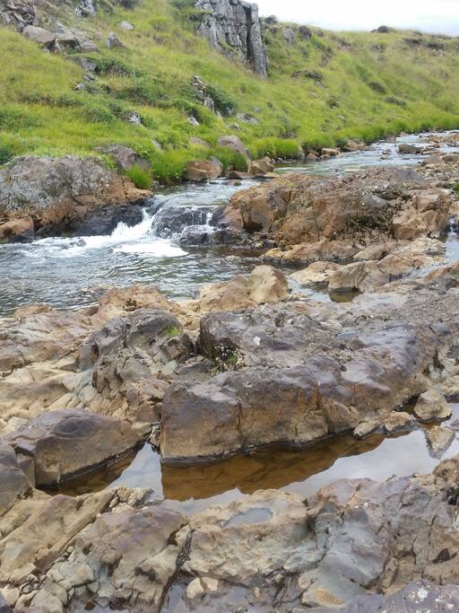 Local river with waterfalls