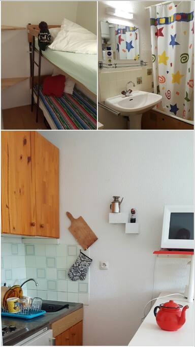 Literas, baño y cocina