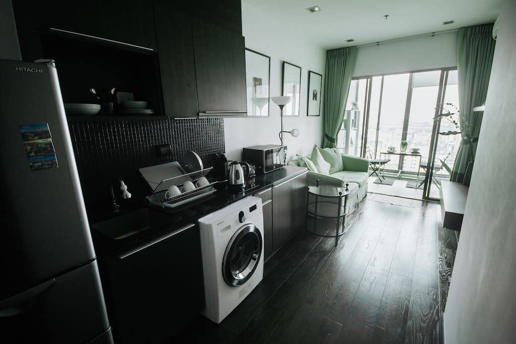 Overall look of the living and kitchen area