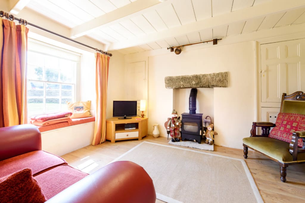 With a cosy log burner