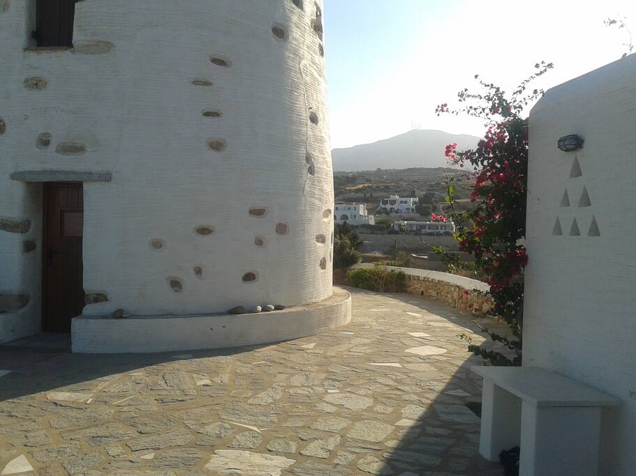 Veranda around the windmill. A small warehouse of the windmill on the right side turned into shower room!