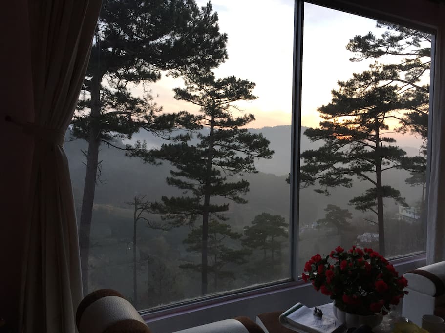 watching the sunrise from your bed