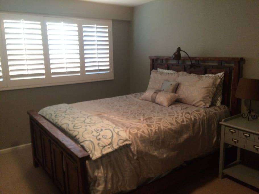 Queen Bed with Privacy Wooden Shutters