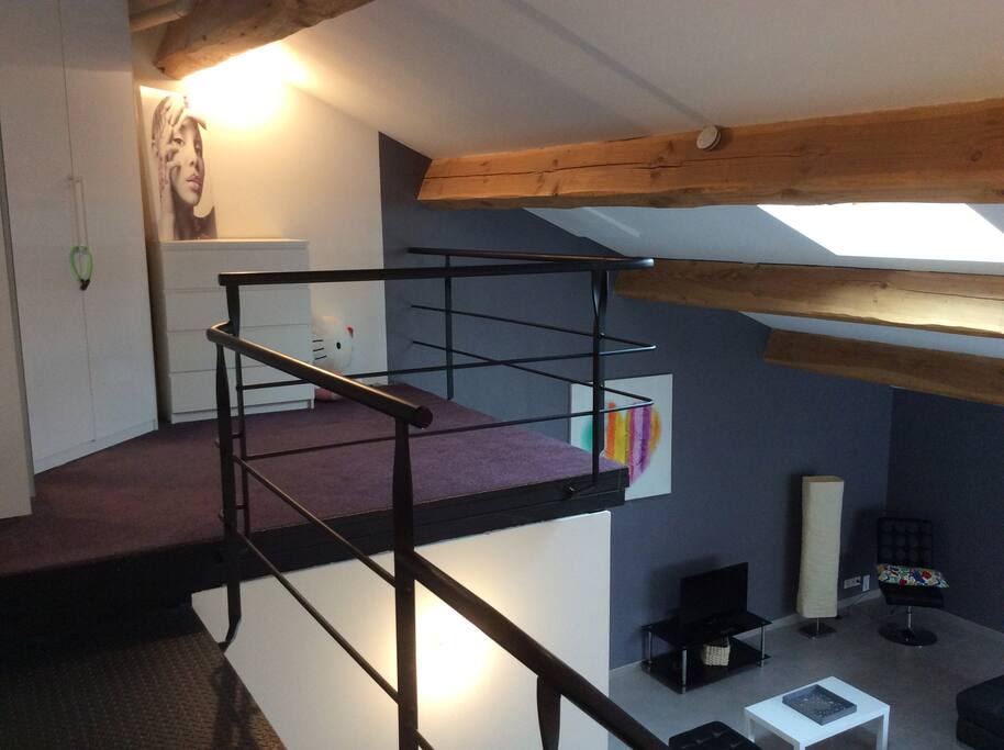 passerelle vue sur le salon