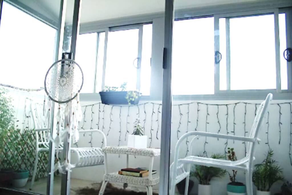 Private balcony off your bedroom that is perfect for checking out the ocean, relaxing, reading and meditating. There is even enough room to do yoga if you move the chairs inside