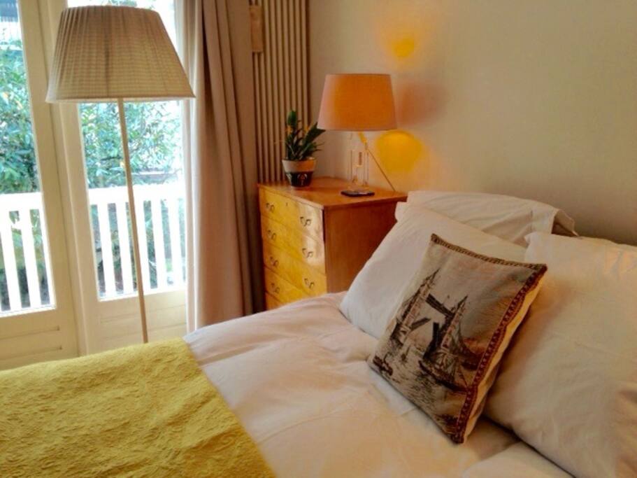 View from bed to balcony