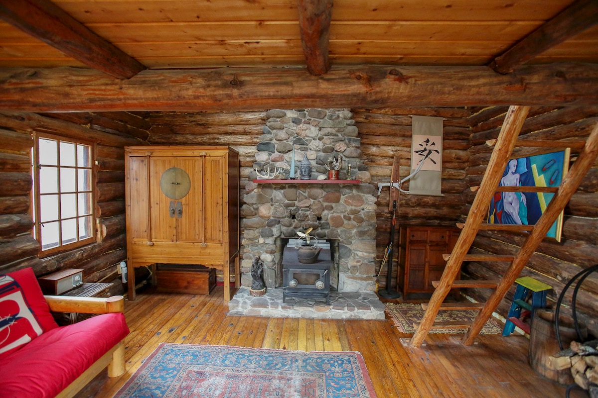Main level with loft bedroom above.
