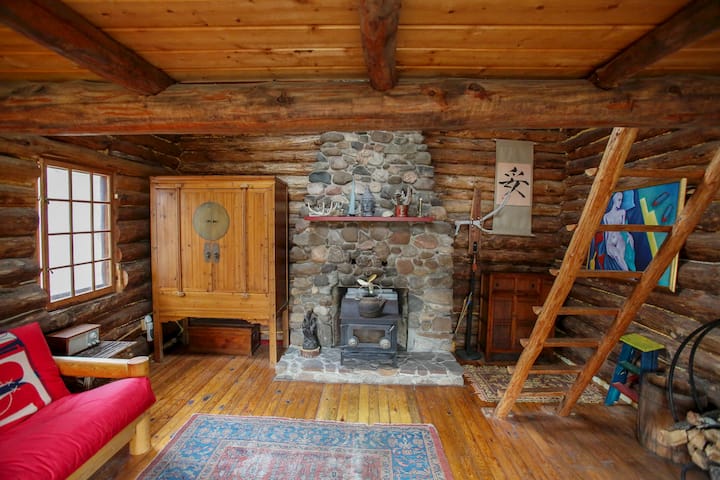 Main level with loft bedroom above.