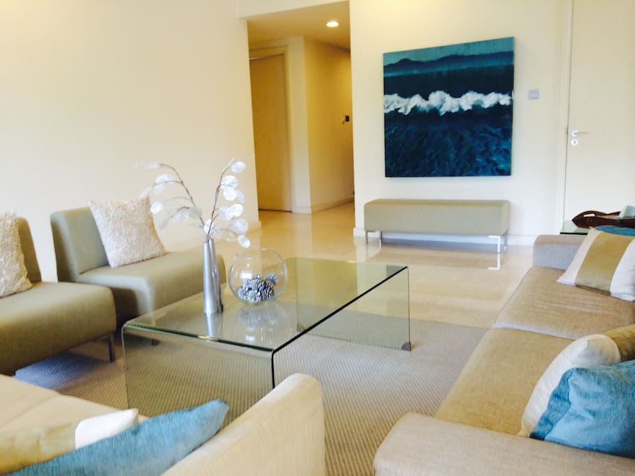 stylish living room with artistic accents