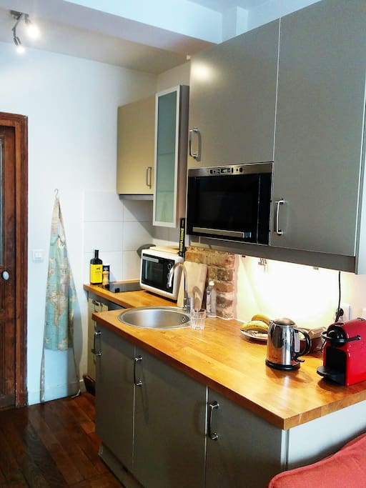 Kitchen is fully equipped with dishwasher, fridge, icebox, coffee machine oven, microwave, kettle and all necessary kitchenware.