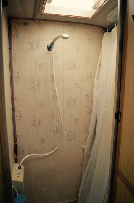 Stand in shower, also available solar for when you're not connected to mains.