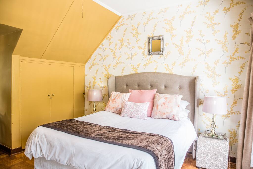 The queen size bed.