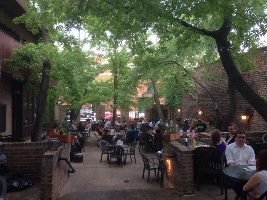 Moody's Pub around the corner has delicious burgers and a great beer garden