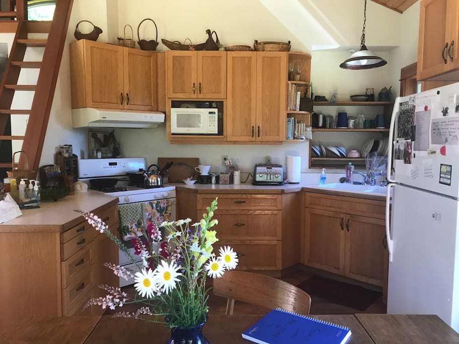 Kitchen for your use! Great locally roasted coffee.