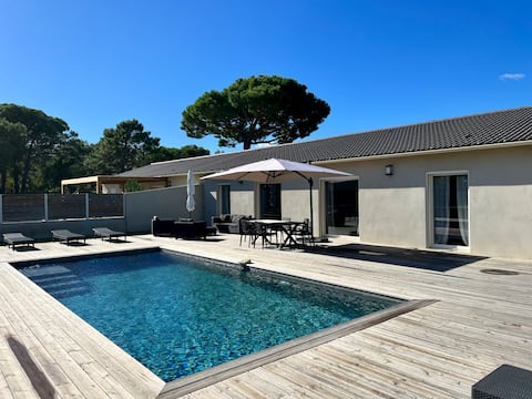 Beachfront villa with heated pool