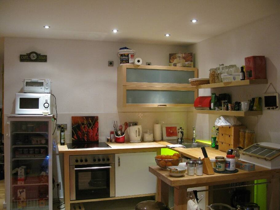 Kitchen, with huge fridge, but no freezer