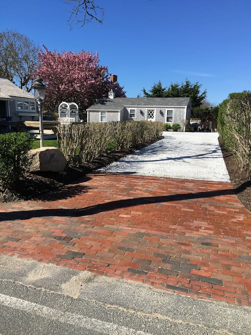 White Marble Driveway To Guest House