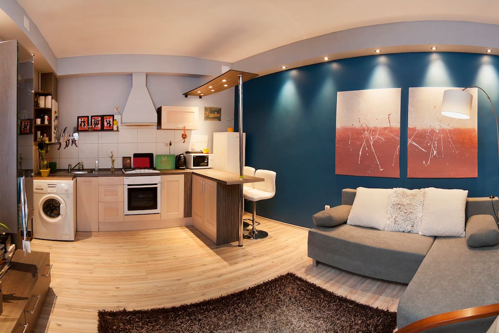 Living room and kitchen