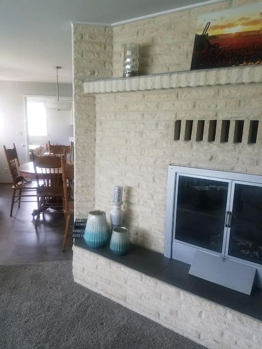 Living room into dining room and kitchen