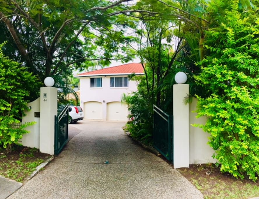 Gated front entrance.