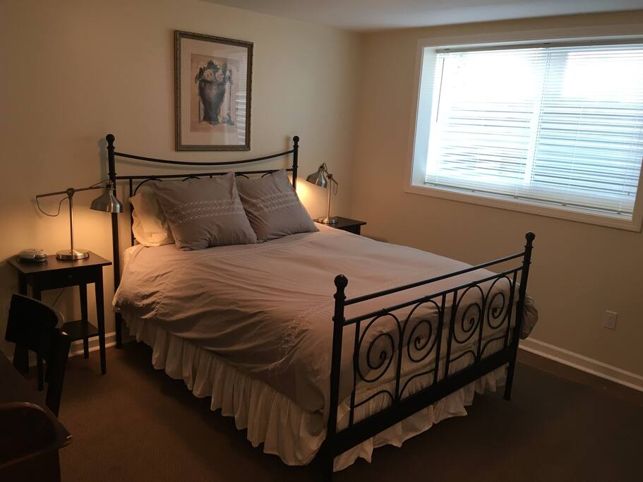 Queen beds in each bedroom. Large egress windows bring in lots of natural light