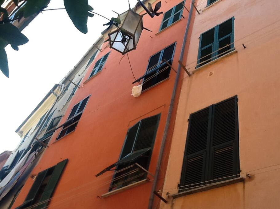 The front of the building, seen from the street (central carugio)