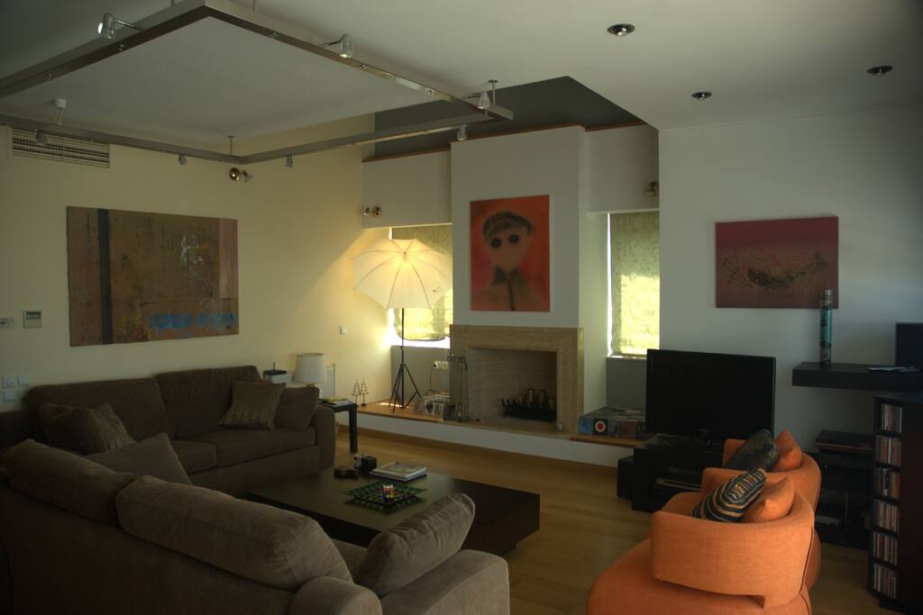 Living room, fireplace