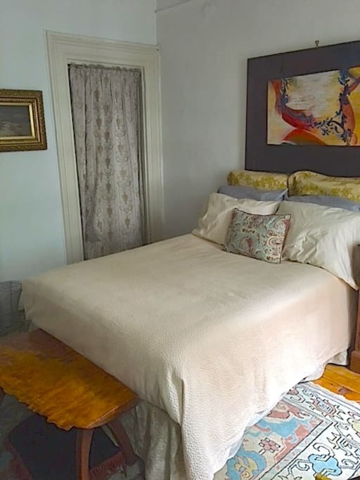 Really plush, comfortable bed. Plenty of pillows!