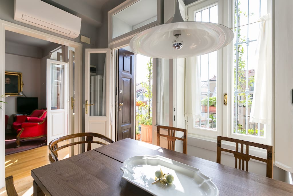 kitchen and sitting room entrance doors, both opening onto the balcony