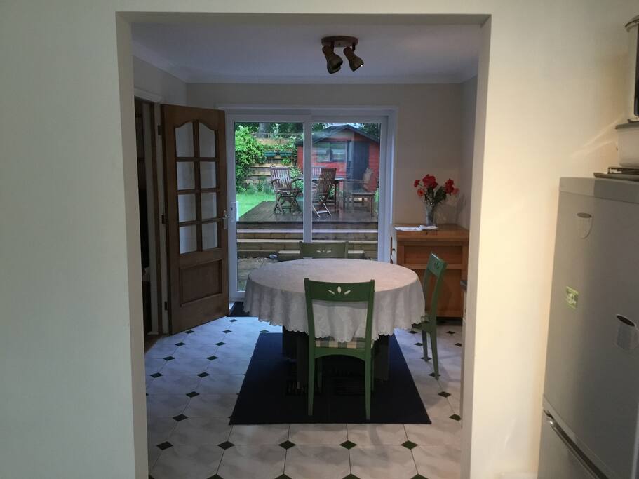 Breakfast room looking out into the garden and decking