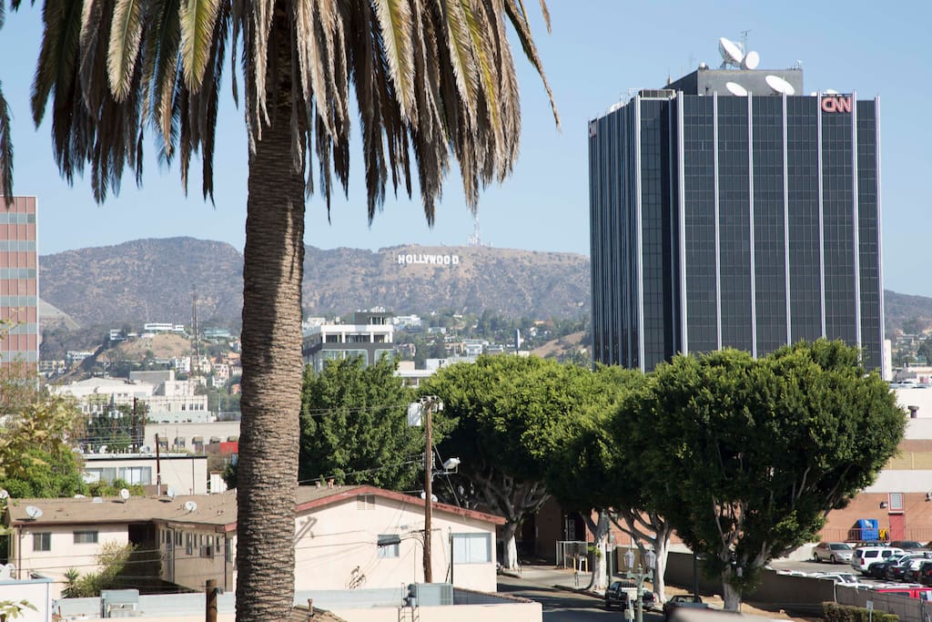 The Iconic Hollywood Sign... a clear view from our rooftop balcony