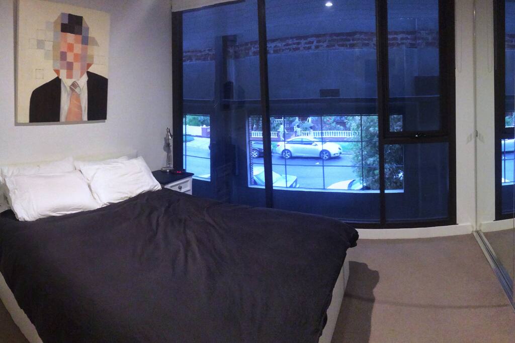 Queen size Bed with blockout blinds