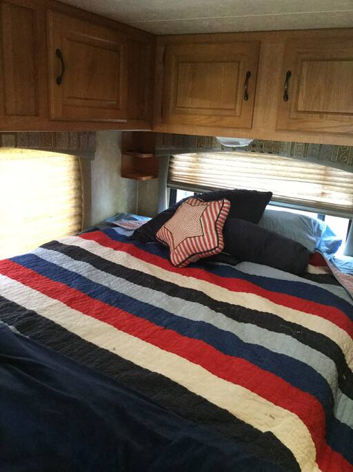 Master queen bed with super comfy mattress.