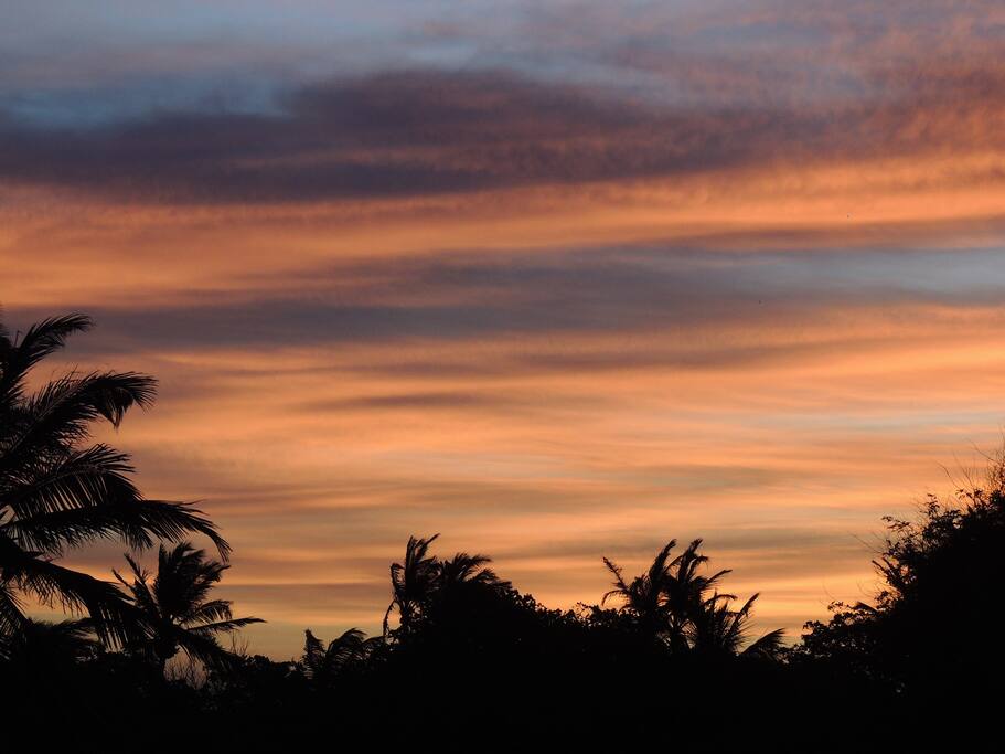 vista da varando, por do sol