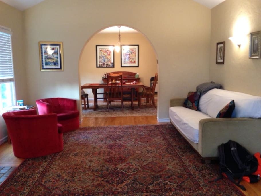 Comfortable living room, leading to separate dining room