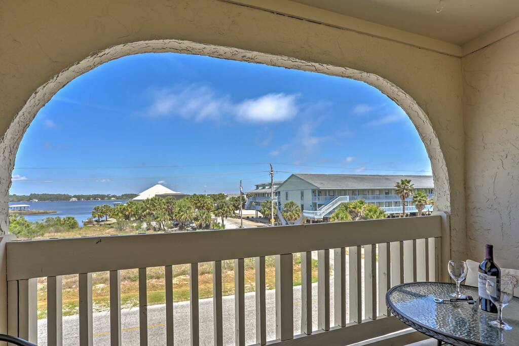 Enjoy beautiful sunsets over Little Lagoon from the private balcony.