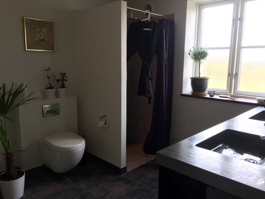 Badeværelset, som er i en direkte forlængelse, til soveværelset ( med lille gang-passage i mellem)