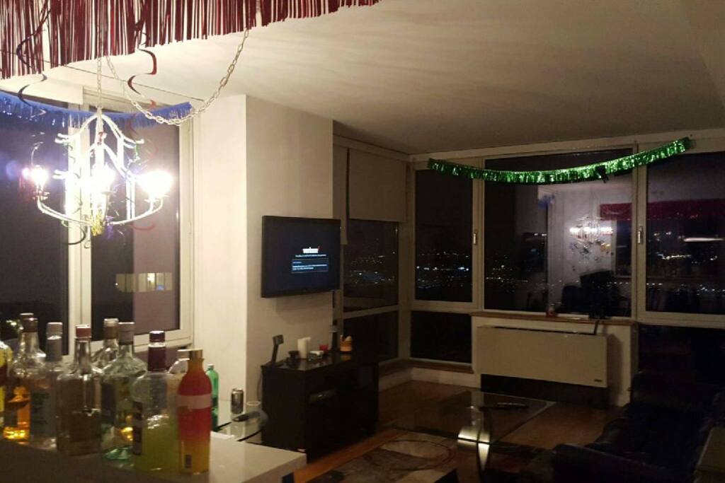 bar and living room area