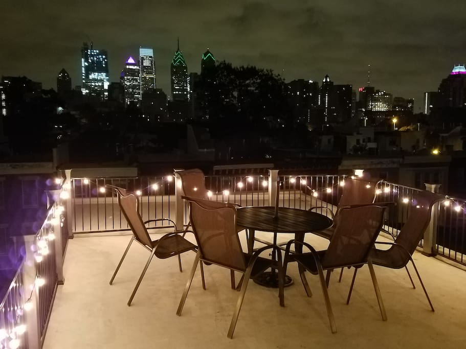 City skyline views from the shared roofdeck