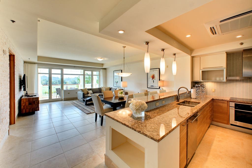 Spacious, fully equipped kitchen with grocery stocking services