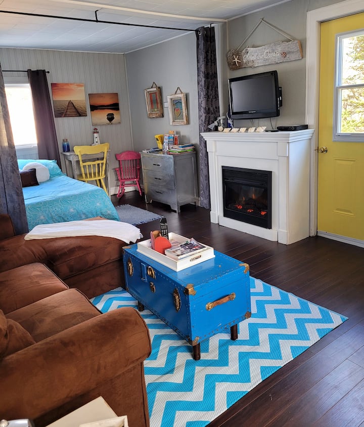 Private sleeping area for two off the living area. 