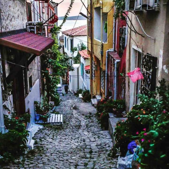 Tarihi Küçük Taş Konak Taş ev(Rum evi) Ayvalık şehrinde Kiralık Evler