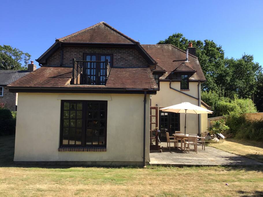 Back the house, in the garden.
