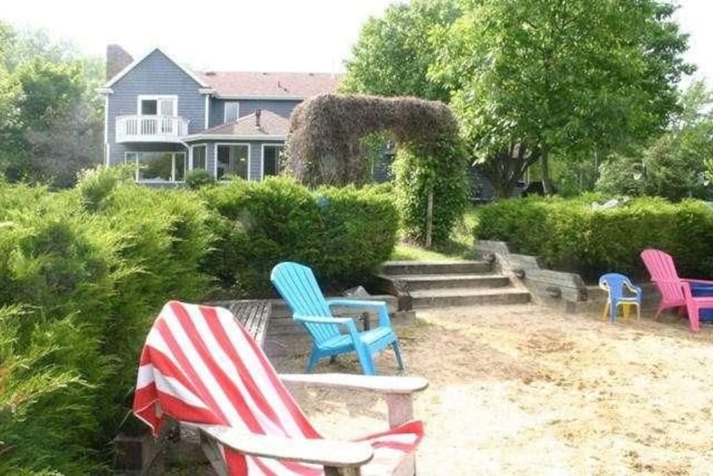Private summer swim beach overlooking Lake Russo