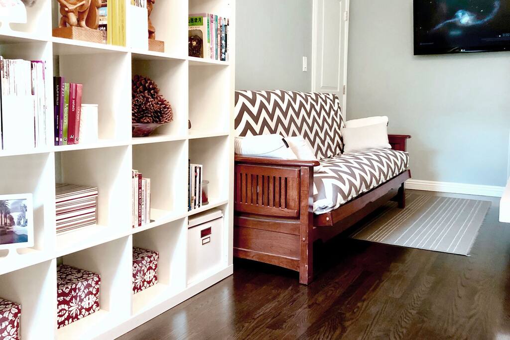 Comfy futon for additional guests.