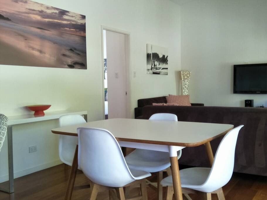 beach houses are self contained with a combined kitchen, living and dining space. There is also a laundry