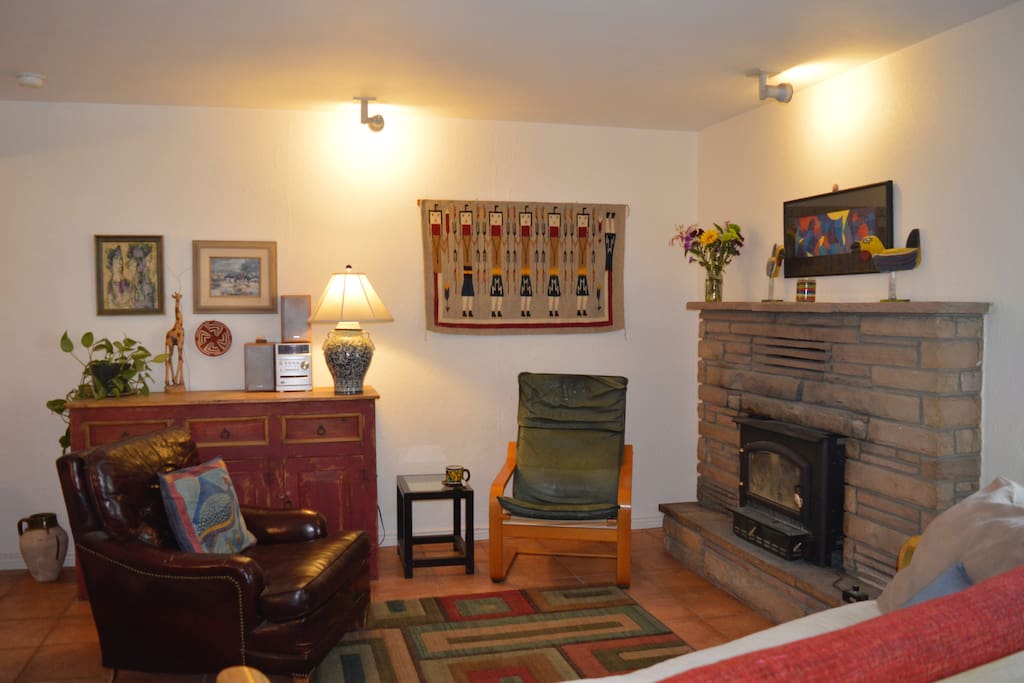 Living Room with wood burning stove