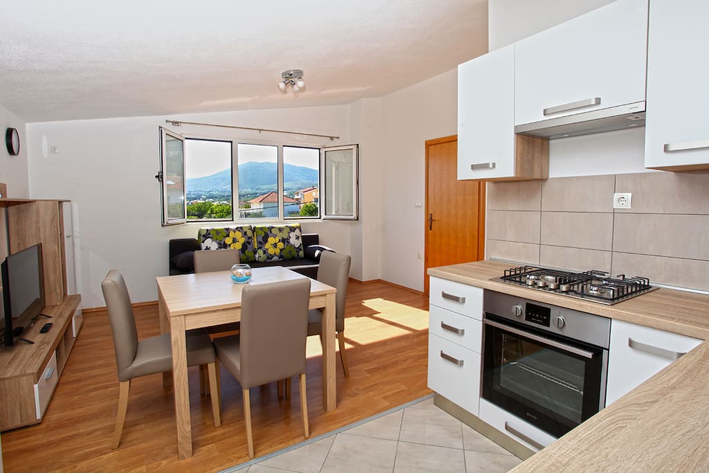 living room and kitchen