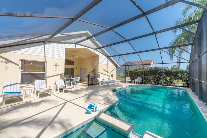 5 Bed 3 Bath Villa Pool Spa Close To Disney 4k Tv